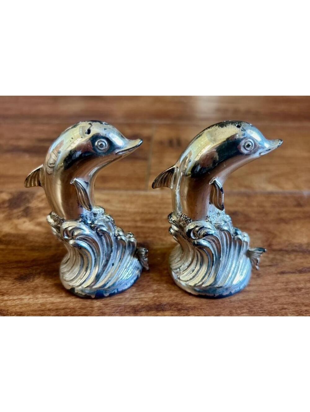 Vintage Silver Dolphin Salt and Pepper Shakers